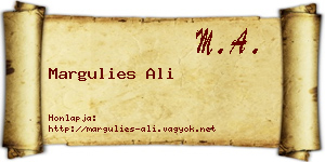 Margulies Ali névjegykártya